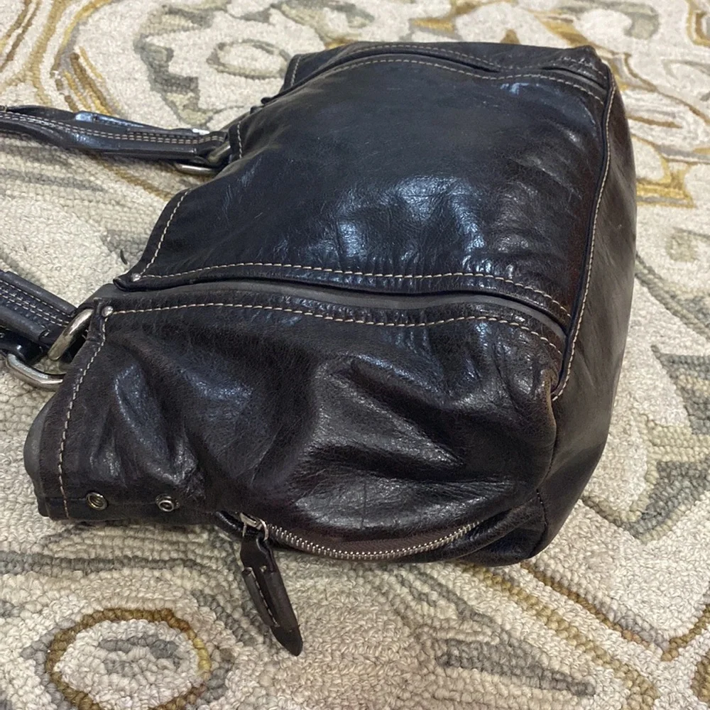 💕 Luana Italian leather large black top handle satchel bag 💕